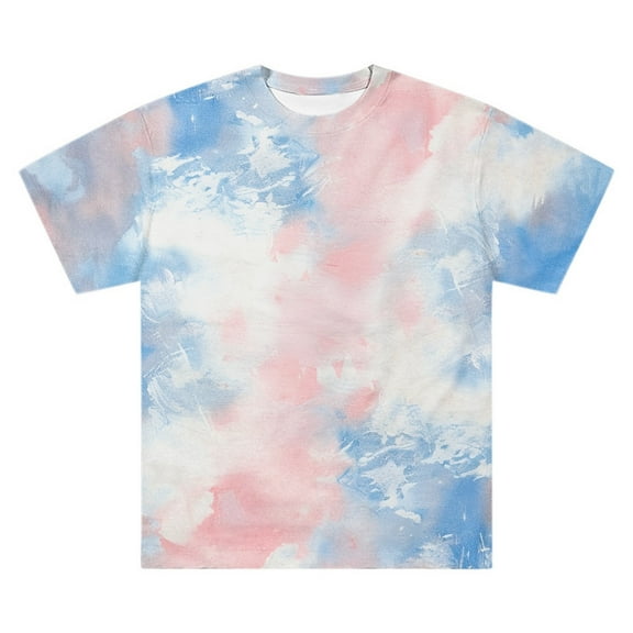 Big and Tall Shirts for Men Fashion Novelty Tie Dye Print Short Sleeve T Shirt Men's Shirt Pack T Shirts for Men Pack Mens Large Plan Log Sleeve Too Plain Bulk L