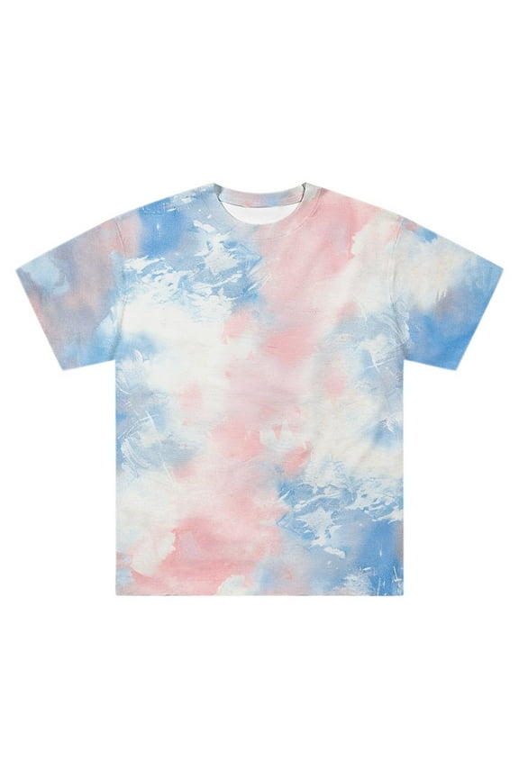 Big and Tall Shirts for Men Fashion Novelty Tie Dye Print Short Sleeve T Shirt Men's Shirt Pack T Shirts for Men Pack Mens Large Plan Log Sleeve Too Plain Bulk M