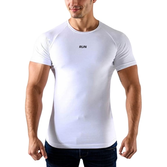Big and Tall Shirts for Men Fitness Tight Short Sleeved T Shirt Round Neck Bodybuilding Running Sports Bottoming Shirt High Elastic Breathable Short Sleeved Tops Man Shirts Men Running T Pack L