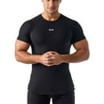 thumbnail image 1 of Big and Tall Shirts for Men Fitness Tight Short Sleeved T Shirt Round Neck Bodybuilding Running Sports Bottoming Shirt High Elastic Breathable Short Sleeved Tops Man Shirts Men Running T Pack 2XL, 1 of 4