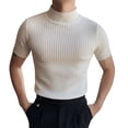 thumbnail image 1 of Big and Tall Shirts for Men Half Turtleneck Casual Fashion Knitted Bottoming Shirt Tops Knitted Short Sleeve T Shirt Casual Comfortable Tee Mod Bod Tops And Set Men Shorts Athletic Striped Long 2XL, 1 of 9