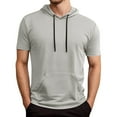 thumbnail image 1 of Big and Tall Shirts for Men Hooded Pocket T Shirt For Outdoor Activities Summer Basketball Training Shirt With Drawstring Design Casual Sportswear Men Tee Tops Pack of Shirts Plain T Bulk Thick 3XL, 1 of 4