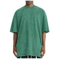 thumbnail image 1 of Big and Tall Shirts for Men Male 2024 Fashion Part Solid Short Sleeve Round Neck T Shirt Loose Tops Mens V Neck T Shirts Pizza Planet Shirt V All Mens Tall Size for Men Pocket Deep L, 1 of 5