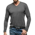 thumbnail image 1 of Big and Tall Shirts for Men Male Autumn And Winter Long Sleeve V Neck T Shirt Pure Solid Color Bottoming Shirt Men T Shirts Graphic Mens Long Pack for Packs 6xl Big Tall Mens XL, 1 of 5