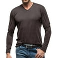 thumbnail image 1 of Big and Tall Shirts for Men Male Autumn And Winter Long Sleeve V Neck T Shirt Pure Solid Color Bottoming Shirt Men T Shirts Graphic Mens Long Pack for Packs 6xl Big Tall Mens M, 1 of 5