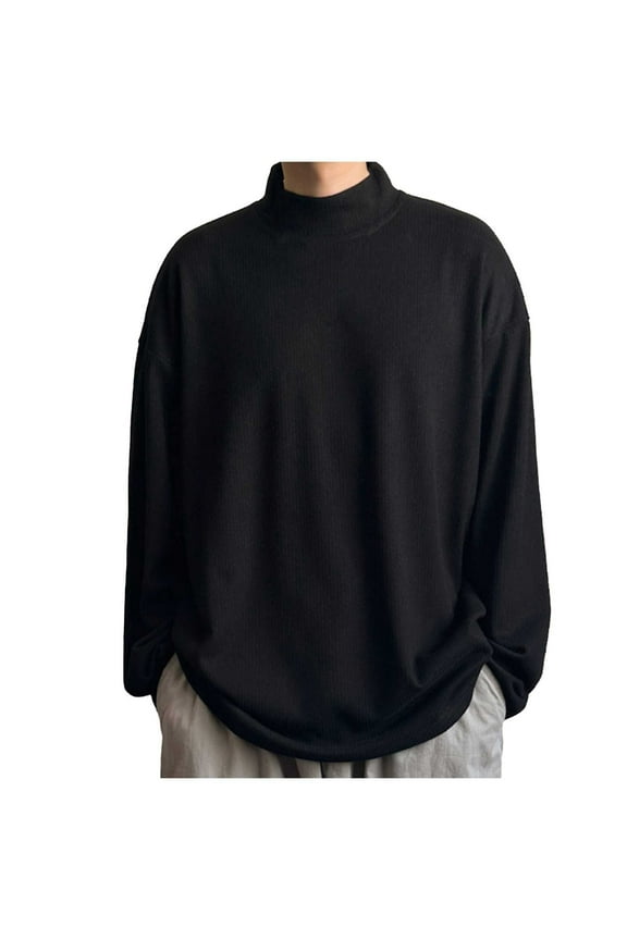 Big and Tall Shirts for Men Male Casual Turtleneck T Shirts Long Sleeve Thermal Stretchy Pullover Basic Lightweight Undershirt Sweater Tops Maternity T Men Twos Day Shirt Teacher Long Sleeved M