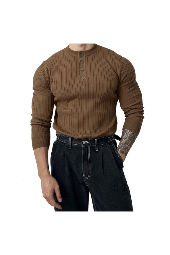 Big and Tall Shirts for Men Male Collar Fitness Versatile Slim Fit Long Sleeved Knitted Sweater Big Mens Shirts And Tall T Transfer Paper for T Mens Slim Fit Fashion Shirt Custom Shirt 2XL