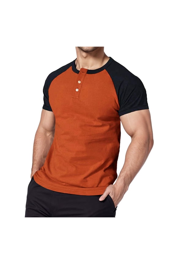 Big and Tall Shirts for Men Male Slim Round Neck Short Sleeve Color Blocking Minimalist T Shirt Casual Bottoming Shirt Mens T Shirts Casual Mens Pack Large Tall Heart for Men Log Sleeve L