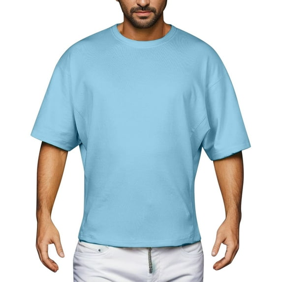 Big and Tall Shirts for Men Male Spring And Summer Short Sleeve Bottoming Shirt Solid Color Round Neck Loose Comfortable Large Size Top Classic T Shirts for Men Pocket T Multiple Pack Graphic L