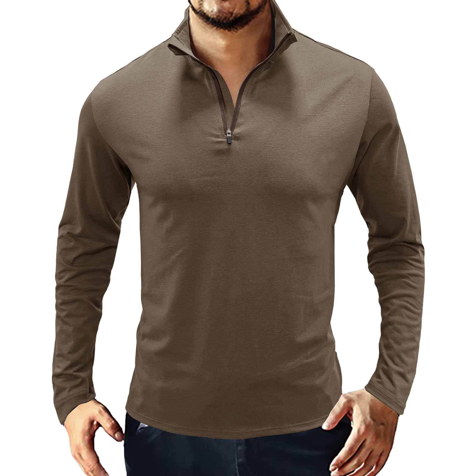 Big and Tall Shirts for Men Male Summer Casual Solid Zipper Collar T ...