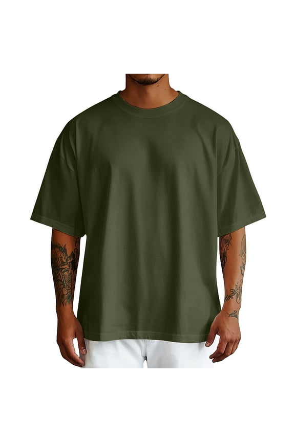 Big and Tall Shirts for Men Male Summer Pure Oversized Shirt Solid Color Large Size Short Sleeve Round Shoulder Sleeve Top T Shirts for Men Graphic Mens Tall T Mens Large Big Short 2XL