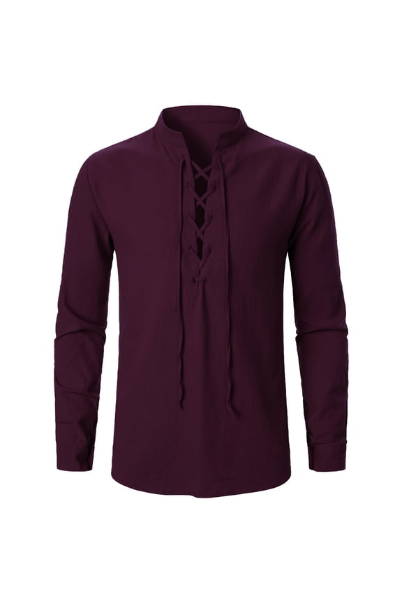 Big and Tall Shirts for Men Pure Long Sleeved Shirt Youth Fashion Vintage Stand Up Long Sleeved Shirt Dark Tee Mens Socks No Show Mens Socks Size 13-15 Medium T Shirts Tall T Big And Medium 2XL