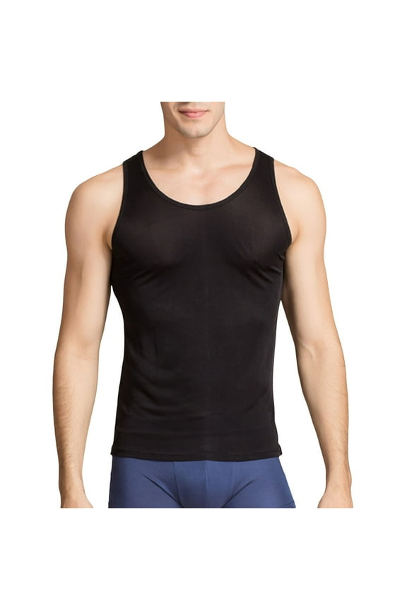 Big and Tall Shirts for Men Silk Tank Tops Super Absorbent And Breathable Undershir/ Sleeveless Silk Classic A Shirts Spandex T Muscle T for Men Big & Tall Ling Sleeve Shirt Shirt Set 2XL