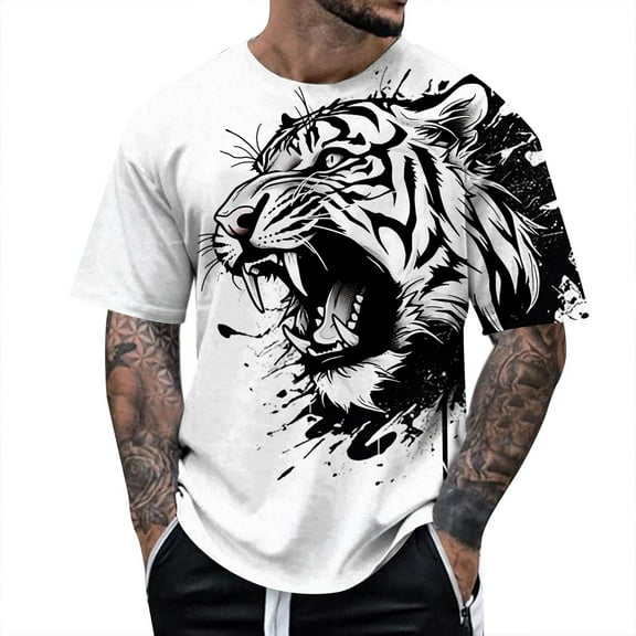Big and Tall Shirts for Men Spring And Autumn Easter Print Short Sleeve Round Neck T Shirt Floral Fashion Trend Bottoming Shirt Mens Large T Shirts Men Graphic Mens Big Tall Plain 3XL