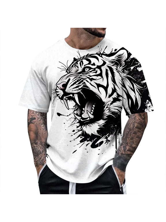 Big and Tall Shirts for Men Spring And Autumn Easter Print Short Sleeve Round Neck T Shirt Floral Fashion Trend Bottoming Shirt Mens Large T Shirts Men Graphic Mens Big Tall Plain 2XL