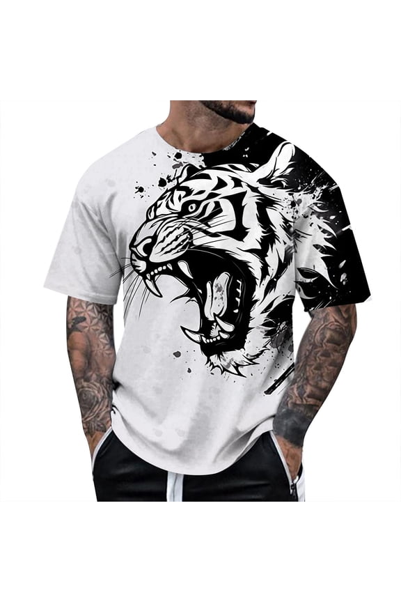 Big and Tall Shirts for Men Spring And Autumn Easter Print Short Sleeve Round Neck T Shirt Floral Fashion Trend Bottoming Shirt Mens Large T Shirts Men Graphic Mens Big Tall Plain XL