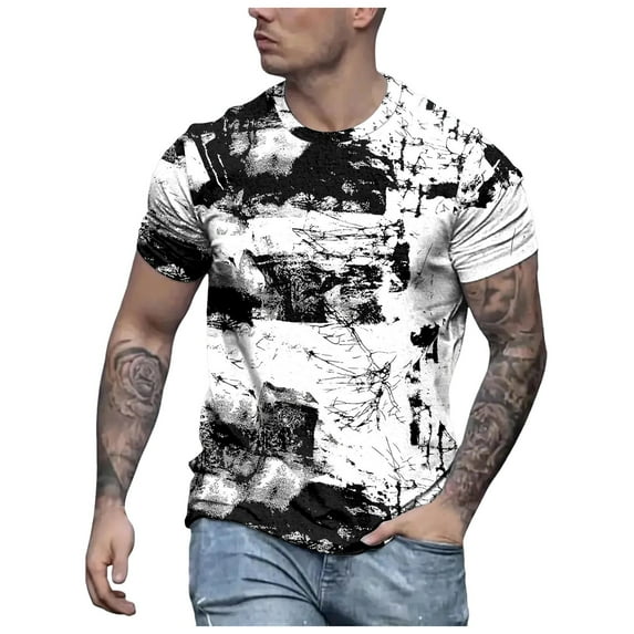Big and Tall Shirts for Men Summer Fashion Color Matching T Shirt With Short Sleeves And Round Neck 2xlt Shirts for Men T Big Tall Shirt Pack V Neck 3XL