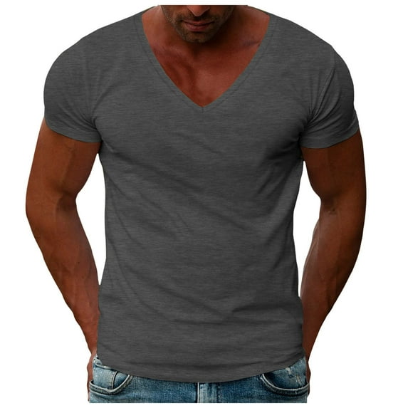 Big and Tall Shirts for Men Summer Short Sleeved V Neck Short Sleeved Solid Color Casual Slim V Neck T Shirt T Shirts Men Pack for Custom Shirt Long Sleeves Man S