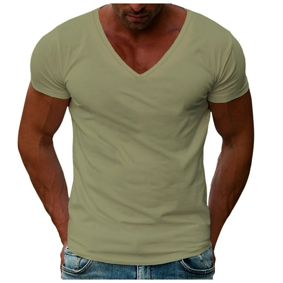 Big and Tall Shirts for Men Summer Short Sleeved V Neck Short Sleeved Solid Color Casual Slim V Neck T Shirt T Shirts Men Pack for Custom Shirt Long Sleeves Man 2XL