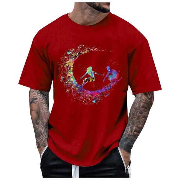 Big and Tall Shirts for Men Summer Street Short Sleeved Round Neck Short Sleeved T Shirt Hop Surfing Doodle Extra Long T Shirts for Men The Large Mens Bulk Non Shrinking 2XL