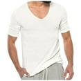 thumbnail image 1 of Big and Tall Shirts for Men Summer Thin V Neck Solid Color Sweater Summer Short Sleeve Knit T Shirt Top Mens Set Workout Shirts Stretchy for Men Shirt Mens Medium T V Neck 3xlt Big 2XL, 1 of 7