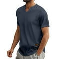 thumbnail image 1 of Big and Tall Shirts for Men Summer V Neck Short Sleeved Striped Fabric T Shirt Plain T Shirts Pack Work for Men Soft Large Tall Shirt dish Top Large Big Workout XL, 1 of 8