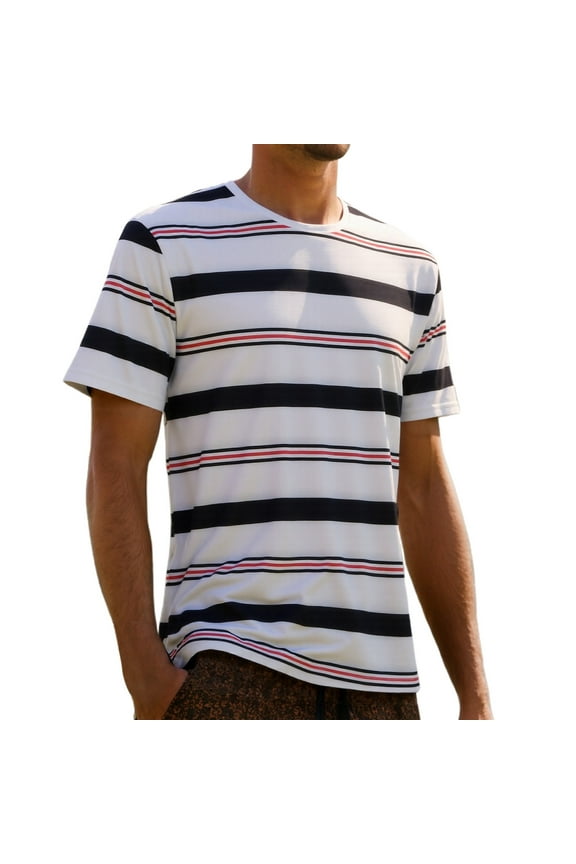 Big and Tall Shirts for Men T Shirt With Fashionable Striped Print And Short Sleeves For Men Turtle Neck Big T Shirts Shirt Pack Large Medium Bulk Mans Tall Large 5XL