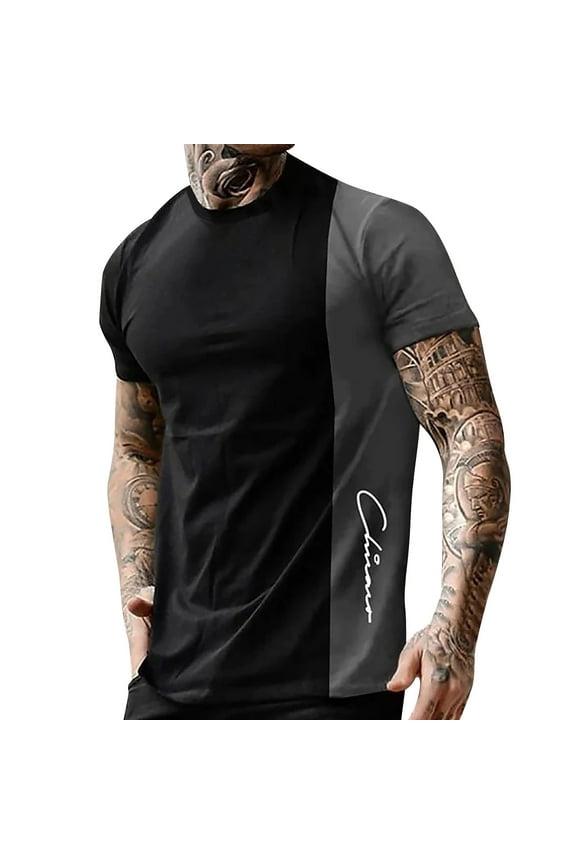Big and Tall Shirts for Men T Shirt Graphic Color Block Round Neck Clothing 3D Printing Outdoor Leisure Short Sleeved Retro Fashion Designer Mens Tall T Shirts Big And Fitted Men's Plain Shirks 4XL