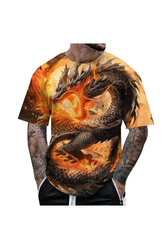 Big and Tall Shirts for Men T Shirt Summer Short Sleeve T Shirt Top Animal Themed Graphic Tops Unisex Tee Shirts for Men Transfer Paper Graphic Large Large Tall 2XL