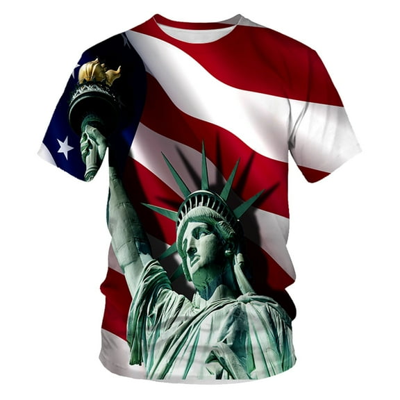 Big and Tall Shirts for Men T Shirts Short Sleeve Casual Vintage Independence Day 3D Digital Printing T Shirt Workout Sports Graphic Tee Men Medium Striped Long Sleeved Shirt Pack for Graphic 2XL