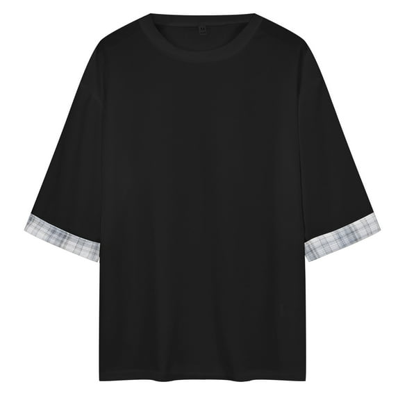 Big and Tall Shirts for Men Three Quarter Sleeve Solid Color T Shirt Large Size Large Half Sleeve Summer Loose Crew Neck Light Top And Handsome Trendy Short Long Sleeves for Men Compression 4XL