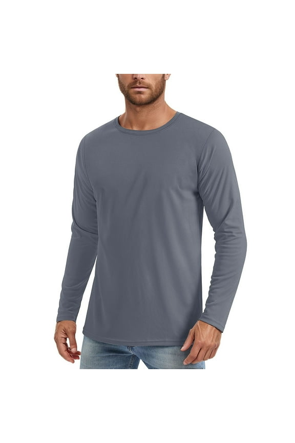 Big and Tall Shirts for Men UPF50+ Sun Long Sleeve T Shirt Casual Comfortable Breathable Solid Color Basic Tee For Daily Wear Home Outdoor Hiking Spring Summer Mens Big & Tall Shirts Heavy 3XL