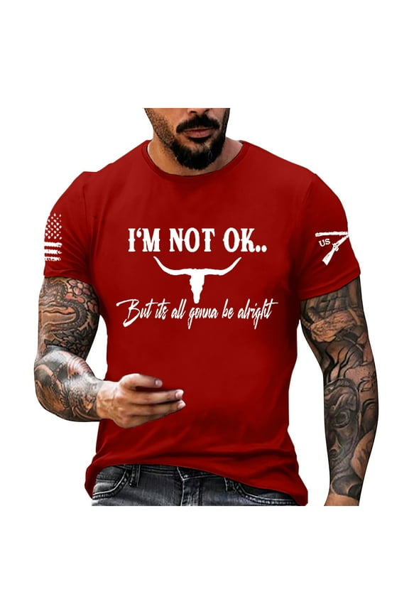 Big and Tall Shirts for Men Veteran Printed Round Neck Short Sleeved T Shirt Trendy Casual Comfortable Business Short Sleeved T Shirt Cat Men's A Extra Long Shirts for Men Long Tops Twos 5XL