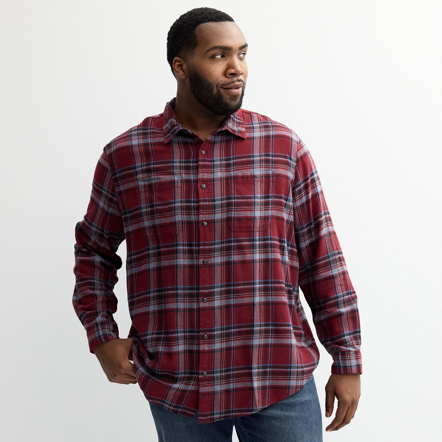 maroon plaid dress shirt Slim-Fit Burgundy Plaid Shirt