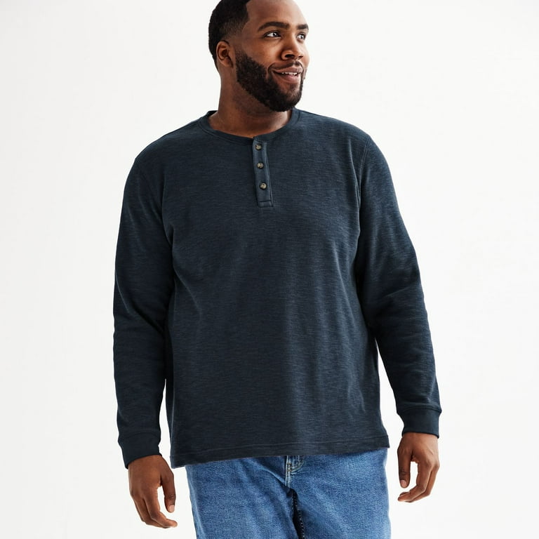 Big Tall Sonoma Goods For Life Long Sleeve Henley Shirt Color Navy Size 3XL TALL Walmart