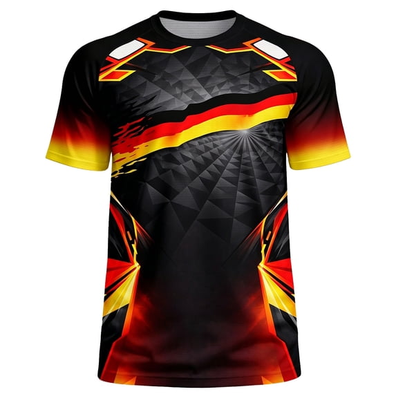 Big & Tall Sports T-Shirts for Men Football Printed Short Sleeve V Neck Breathable Casual Trendy Summer Tops (XL, Black)