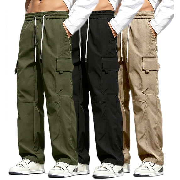 Big & Tall Stretch Cargo Pants Wide Leg Durable Twill Outdoor Work Trousers S-XL(1 piece)