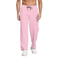 thumbnail image 1 of Big and Tall Sweatpants for Men - Men's Heavyweight Fleece Cargo Sweatpants Baggy Wide Leg Drawstring Waist with Multi Pockets Open Bottom for Hiking​ Pink 2XL, 1 of 5