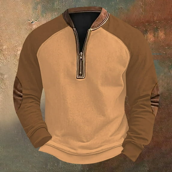 Big & Tall Sweatshirts for Men with Zipper Crewneck Plus Size S-5X Shirts Long Sleeve Pullover Vintage Color-Block Athletic Workout Sweatshirt Tops