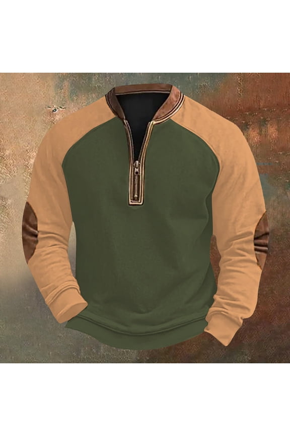 Big & Tall Sweatshirts for Men with Zipper Crewneck Plus Size S-5X Shirts Long Sleeve Pullover Vintage Color-Block Athletic Workout Sweatshirt Tops