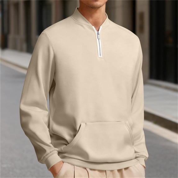 Big & Tall Sweatshirts for Men with Zipper and Pocket Plus Size S-5X Shirts Long Sleeve Casual Solid Color Pullover Athletic Workout Sweatshirt Tops