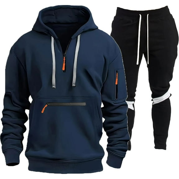 Big And Tall Sweatsuits For Men, Men's Tracksuits 2 Piece Casual Athletic Jogging Outfits Tracksuit Sweatsuit with Jogger Pants Lounge Sets Pockets (M,Navy)
