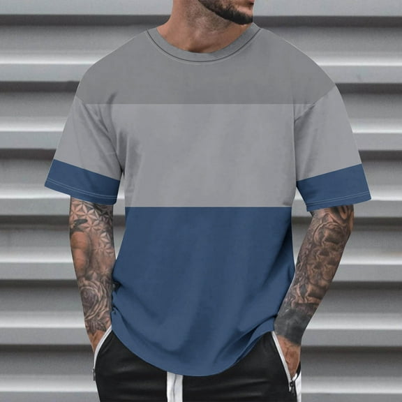 Big and Tall T Shirts for Men S-5X Plus Size Short Sleeve Tshirts Shirt Crewneck Casual Pullover Color-Block Basic Going Out Loungewear Tops