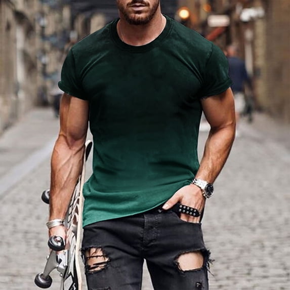 Big & Tall T Shirts for Men M-5X Plus Size Short Sleeve Crewneck Tees Tops Mens Casual Gradient Printed Pullover Slim Basic Workout Tshirts Shirt