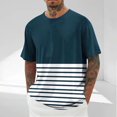 thumbnail image 1 of Big & Tall T-Shirts for Men M-5X Plus Size Short Sleeve Crewneck Tees Tops Mens Casual Stripe Printed Pullover Drop Shoulder Tshirts Shirts, 1 of 5