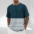 thumbnail image 1 of Big & Tall T-Shirts for Men M-5X Plus Size Short Sleeve Crewneck Tees Tops Mens Casual Stripe Printed Pullover Drop Shoulder Tshirts Shirts, 1 of 5