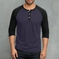 thumbnail image 1 of Big & Tall T Shirts for Men Plus Size M-5X 3/4 Sleeve Tshirts Shirt Button Crewneck Pullover Color Block Basic Breathable Athletic Workout Tees Tops, 1 of 7