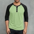 thumbnail image 1 of Big & Tall T Shirts for Men Plus Size M-5X 3/4 Sleeve Tshirts Shirt Button Crewneck Pullover Color Block Basic Breathable Athletic Workout Tees Tops, 1 of 7