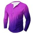 thumbnail image 1 of Big & Tall T Shirts for Men Plus Size S-5X Long Sleeve Tees Tops Mens Casual Gradient Printed Pullover Button Crewneck Basic Going-Out Tshirts Shirt, 1 of 4