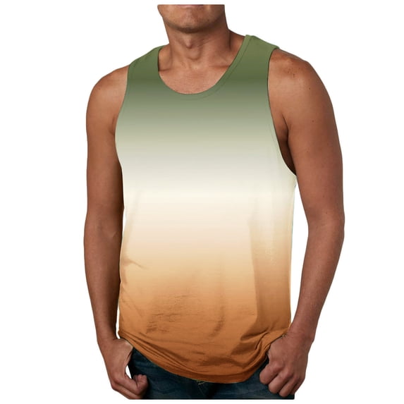 Big & Tall Tank Tops for Men Plus Size M-5X Sleeveless Crewneck Muscle Shirts Mens Casual Gradient Printed Pullover Athletic Workout Running Vests